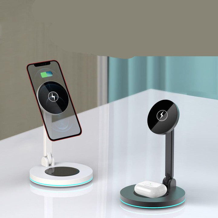 Compatible with Apple , 2 In 1 Magnetic Wireless Charger Stand For Mini Pro Max Fast Charging Station Dock Mobile Phone Chargers - Mamofa Global Store