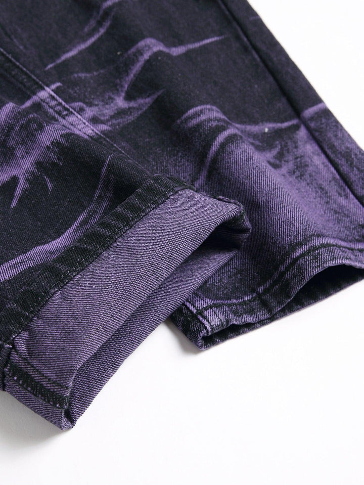 Purple And Black Fried Ripped Denim Trousers - Mamofa Global Store