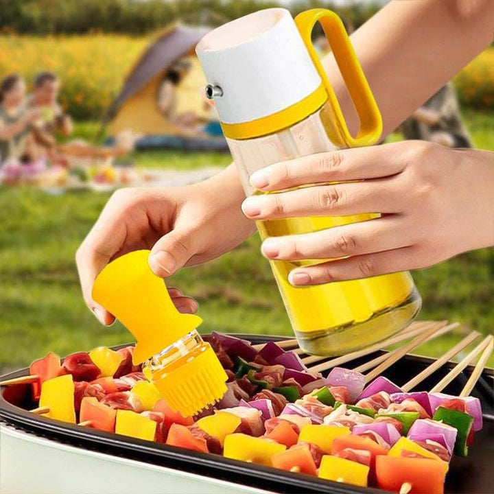 2 In 1 Oil Dispenser With Silicon Brush BBQ Oil Spray Glass Bottle Silicone For Barbecue Cooking Seasoning Bottle Kitchen Gadgets - Mamofa Global Store