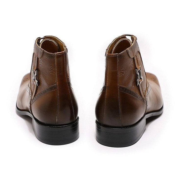 Men's Pointed Leather Boots Front Lace-up Boots - Mamofa Global Store