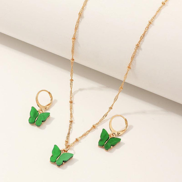 Creative Fashion Resin Butterfly Necklace And Earring Set - Mamofa Global Store