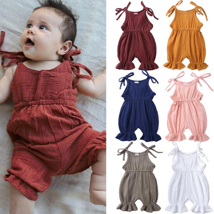 New Arrivals Newborn Toddler Baby Girls Sleeveless Solid Romper Jumpsuit Outfit - Mamofa Global Store