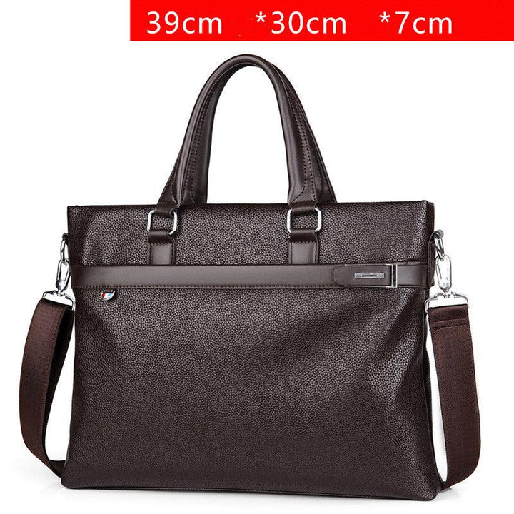 Large Capacity Business Handbag Men's Soft Leather Briefcase - Mamofa Global Store