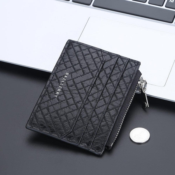 Men's Small Card Bag Euro American Plaid Fashion Clip - Mamofa Global Store