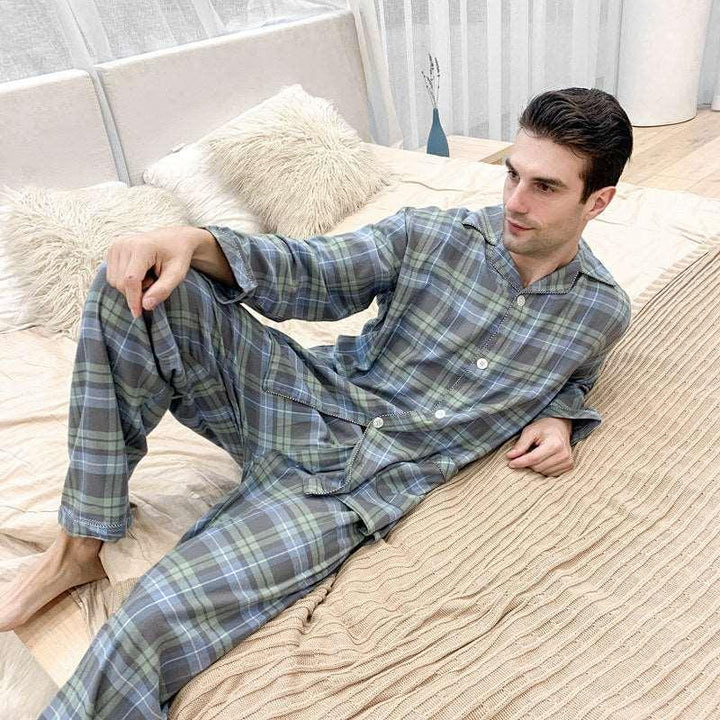 Men's Warm Cloth Flannel Pajama Suit - Mamofa Global Store