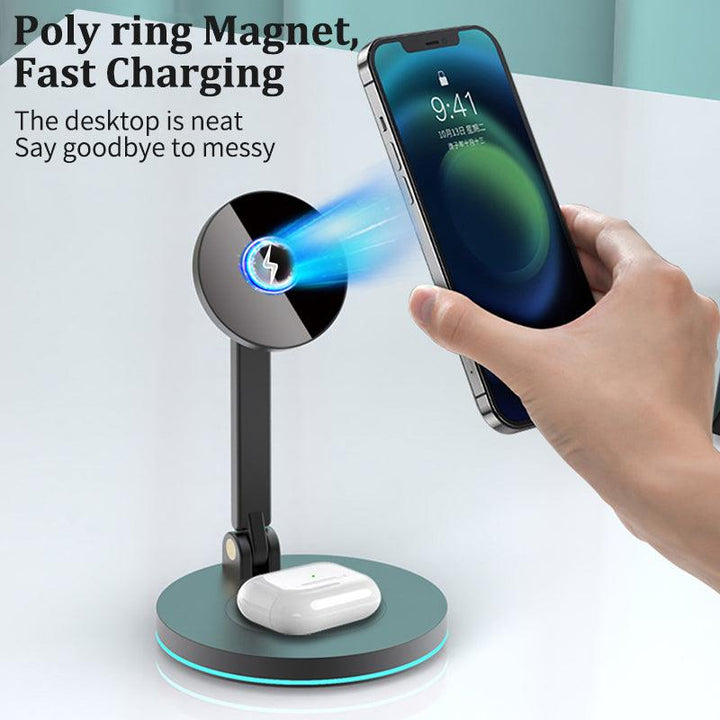 Compatible with Apple , 2 In 1 Magnetic Wireless Charger Stand For Mini Pro Max Fast Charging Station Dock Mobile Phone Chargers - Mamofa Global Store