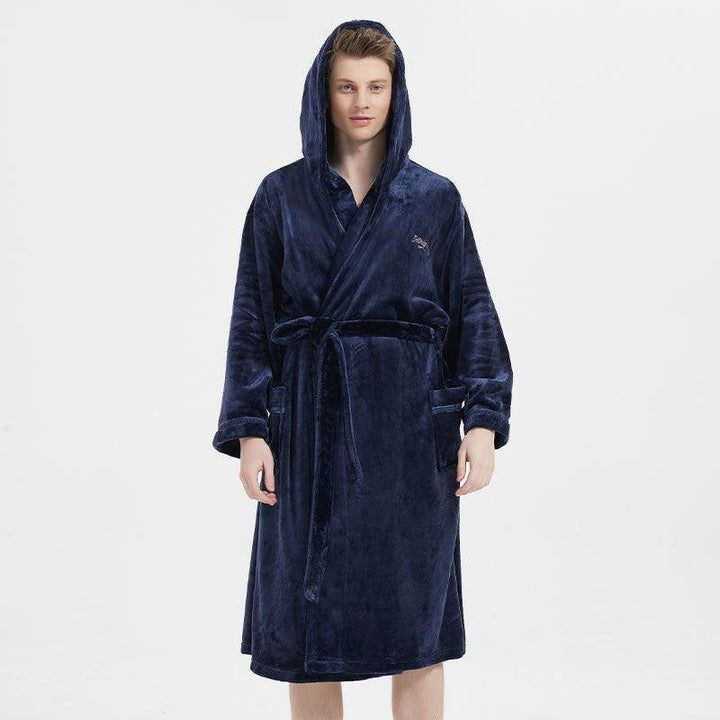 Fashion Navy Flannel Nightgown For Men - Mamofa Global Store