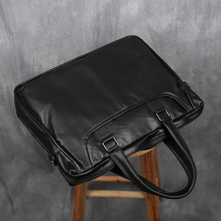 Men's Portable Leather Leisure Briefcase - Mamofa Global Store