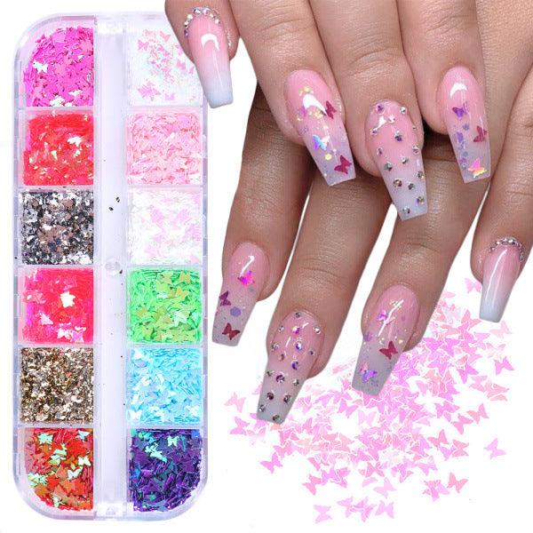 Symphony butterfly sequin nail decoration - Mamofa Global Store