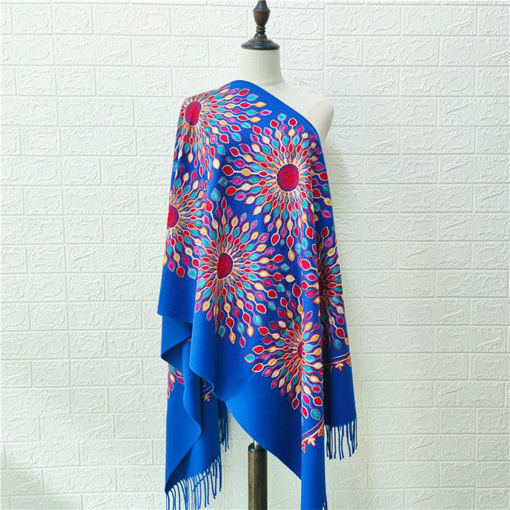 Women's Embroidered Cashmere SUNFLOWER Scarf - Mamofa Global Store