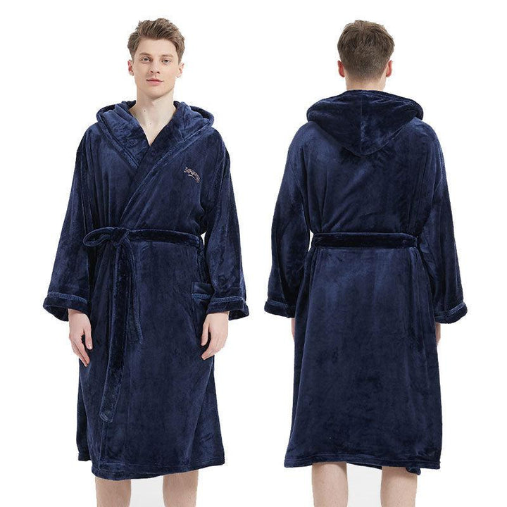 Fashion Navy Flannel Nightgown For Men - Mamofa Global Store