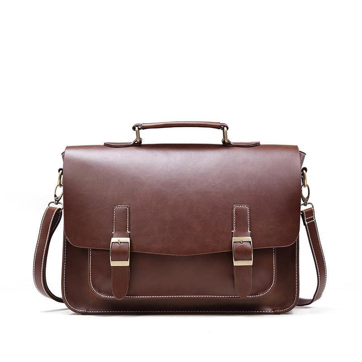 New Business Crazy Horse PU Briefcase Men's Horizontal Retro - Mamofa Global Store