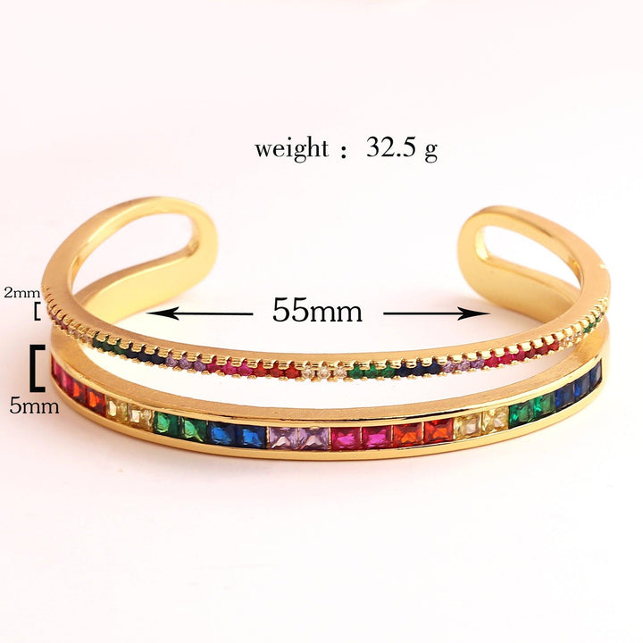 Personalized Double-layer Colorful Crystals C- Shaped Rainbow Bracelet - Mamofa Global Store