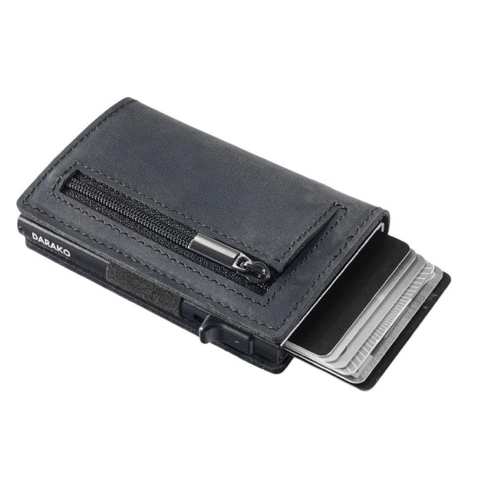 Top Layer Crazy Horse Skin Men's Wallet Automatic Pop Card Aluminum Box - Mamofa Global Store