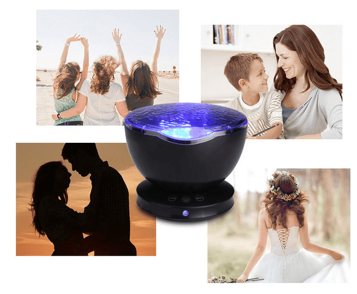 Ocean Wave Projector LED Night Light Remote Control TF Cards Music Player Speaker Aurora Projection - Mamofa Global Store