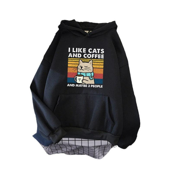 I Like Cats And Coffee Printed Women Hoody - Mamofa Global Store