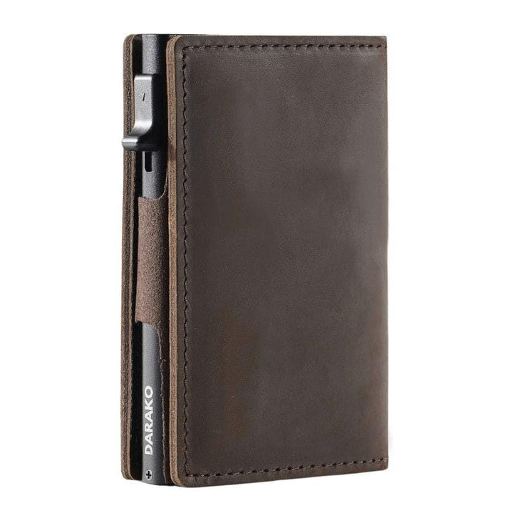 Top Layer Crazy Horse Skin Men's Wallet Automatic Pop Card Aluminum Box - Mamofa Global Store