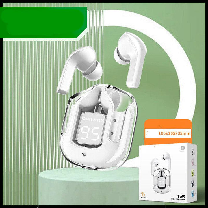 New Mini Transparent Wireless Bluetooth Headset Digital Display ENC Noise Reduction True Wireless Sports Music - Mamofa Global Store