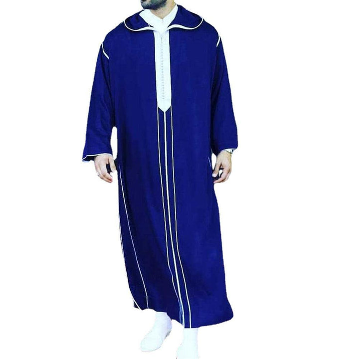 Fashion Casual Men's Dark Blue Stand Collar Robe - Mamofa Global Store