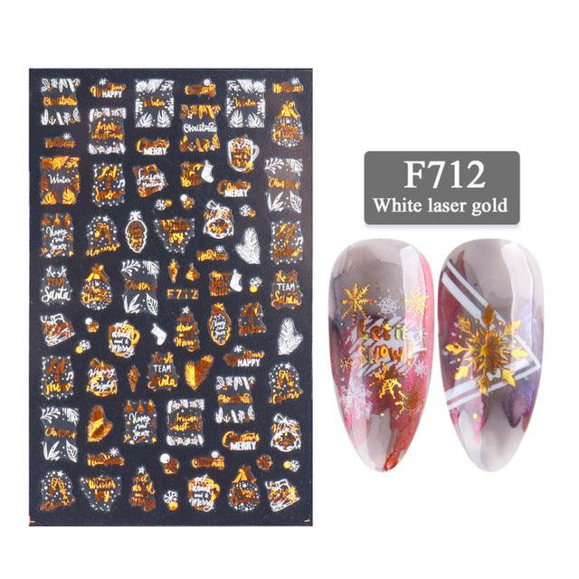 New Nail Stickers 3D Series Two-color Golden Laser Snowflake Thin Stickers Nail Art Design Nail Art Stickers - Mamofa Global Store