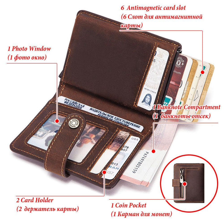 Vintage Zipper Leather Card Holder - Mamofa Global Store