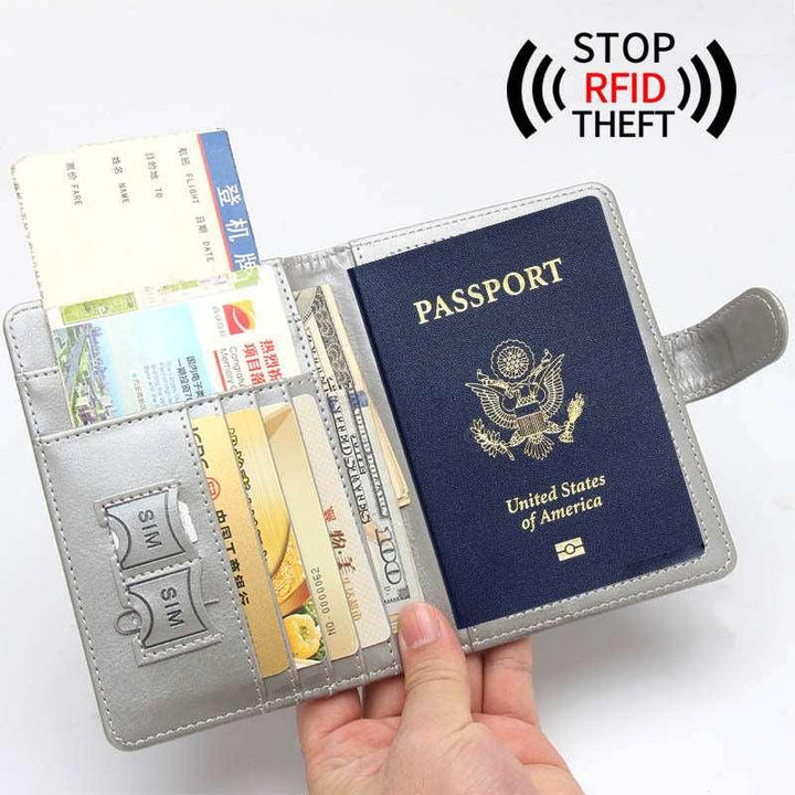 Anti-theft Swipe Passport Leather Ticket Clip Buckle Multi-card Flight - Mamofa Global Store