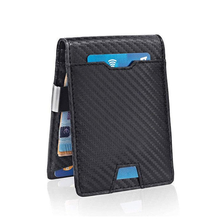 Men's Card Holder Fiber Leather Money Clip Wallet - Mamofa Global Store