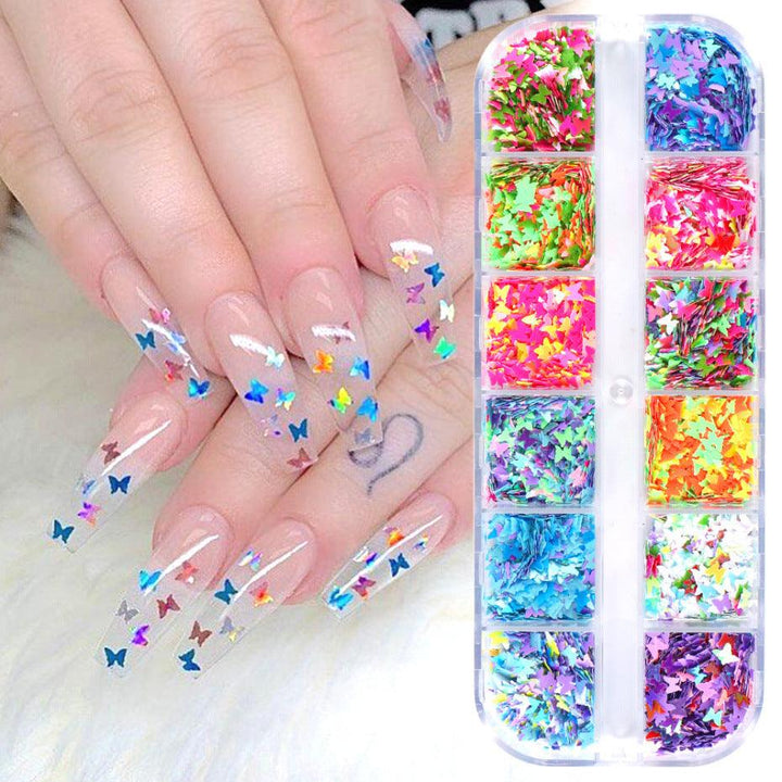 Symphony butterfly sequin nail decoration - Mamofa Global Store