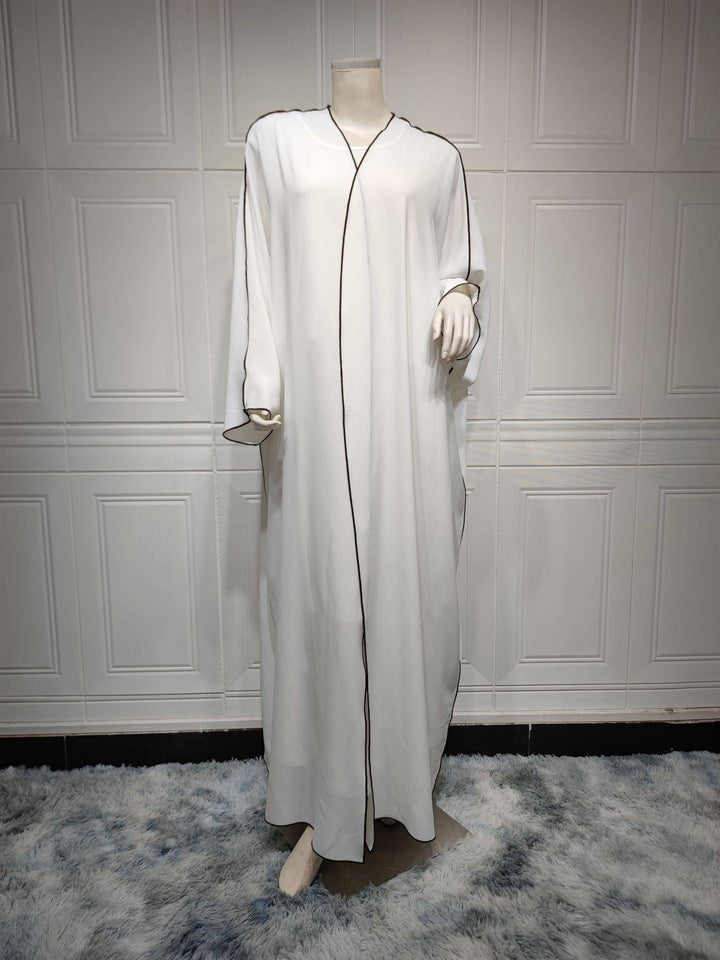 Women's White Patchwork Plus Size Women's Abaya Robe - Mamofa Global Store