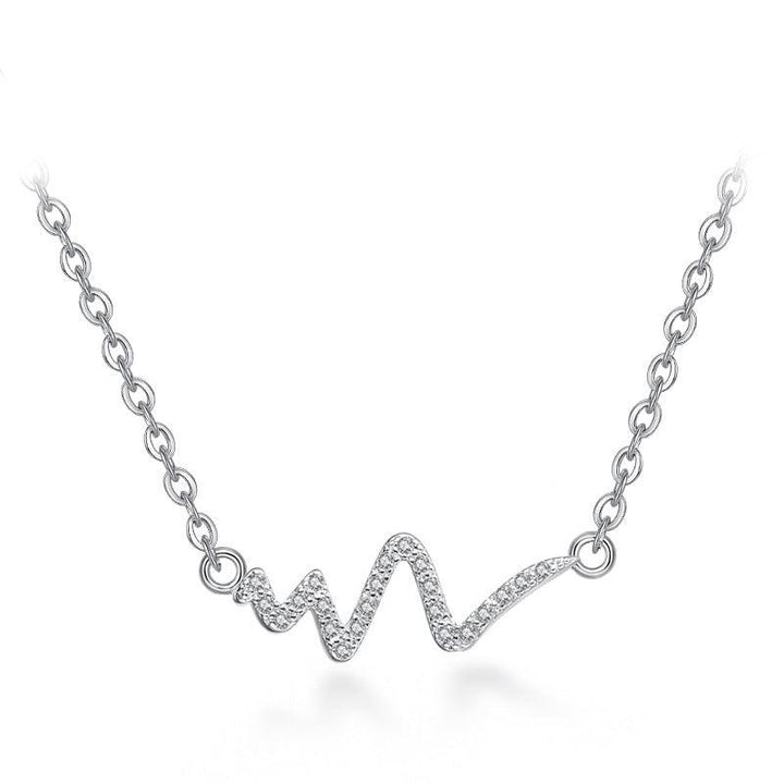 Silver Necklace Korean Lightning Necklace Female Simple ECG Decoding Short Necklace Clavicle Chain With Jewelry - Mamofa Global Store