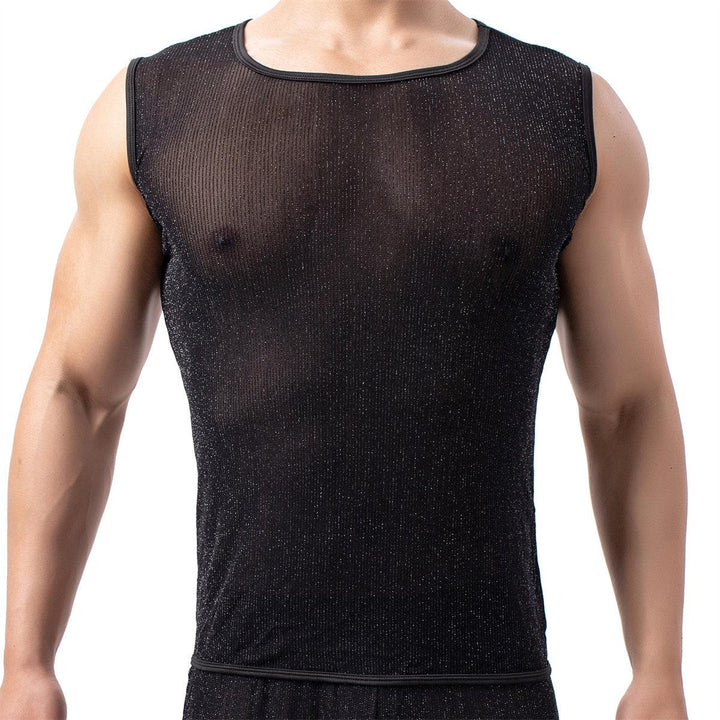 Men's Ice Silk Mesh Lace Transparent Vest - Mamofa Global Store