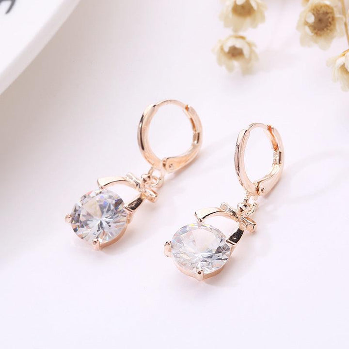 Europe and America new jewelry, crystal earrings, jewelry set, Korean version of the bride necklace, gold-plated butterfly pendant - Mamofa Global Store