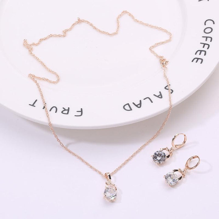 Europe and America new jewelry, crystal earrings, jewelry set, Korean version of the bride necklace, gold-plated butterfly pendant - Mamofa Global Store