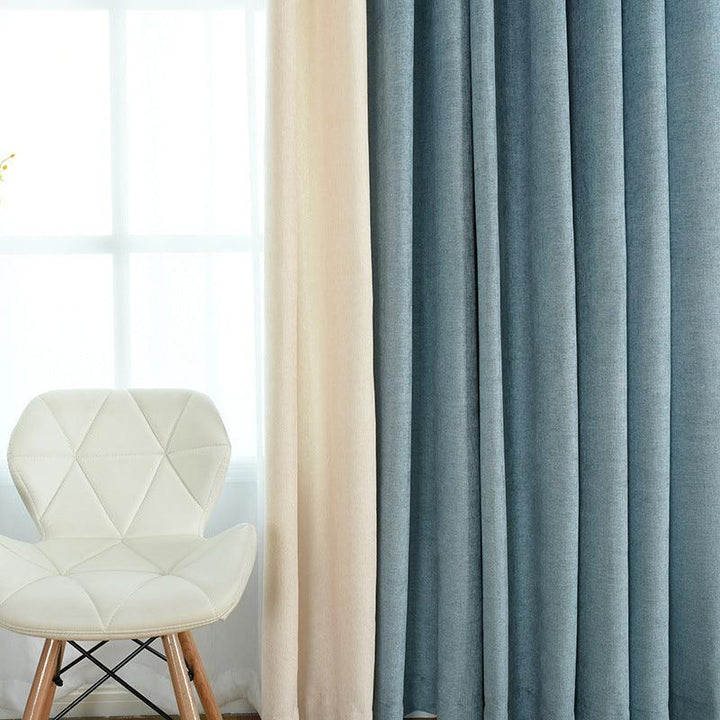 Factory direct stitching simple solid chenille curtain high shading curtain finished living room bedroom curtains - Mamofa Global Store