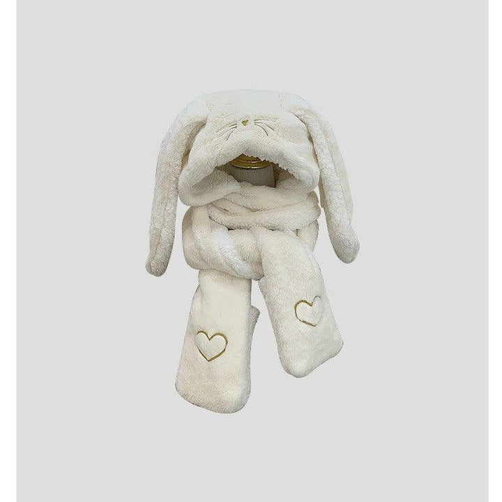 Big Long Rabbit Ears Fleece-lined Warm Hat And Scarf - Mamofa Global Store