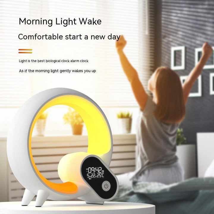 Creative Q Light Analog Sunrise Digital Display Alarm Clock Bluetooth Audio Intelligent Wake-up Q Colorful Atmosphere Light - Mamofa Global Store