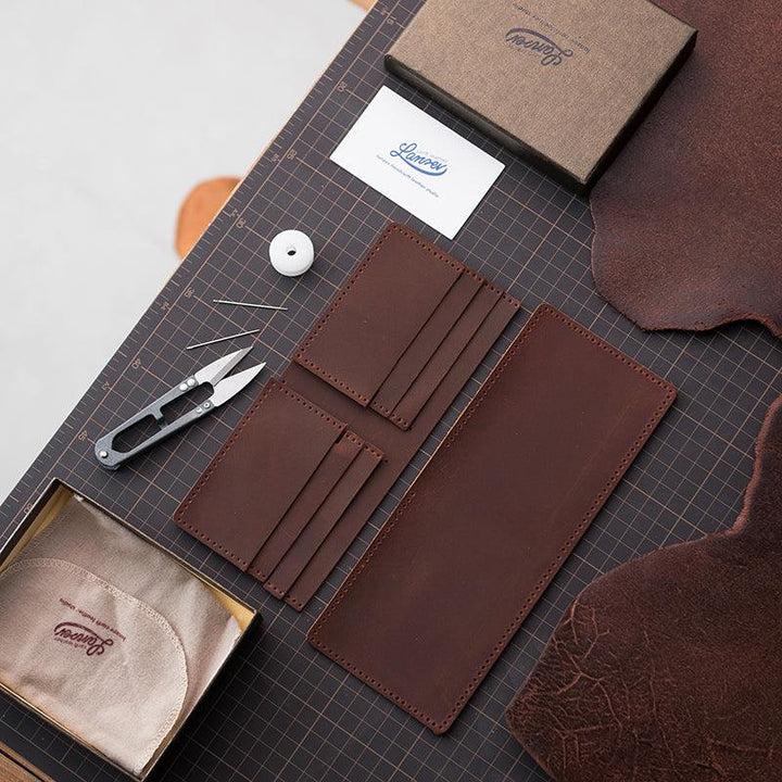 Vintage DIY Waxed Leather Horizontal Wallet - Mamofa Global Store