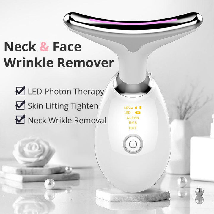 At-Home Neck Lift & Wrinkle Reducer: EMS Microcurrent & LED Photon Therapy - Mamofa Global Store