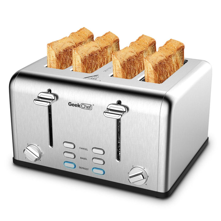 Prohibit Shelves In The Amazon. Toaster 4 Slice, Geek Chef Stainless Steel Extra-Wide Slot Toaster With Dual Control Panels Of Bagel,Defrost,Cancel Function,Ban Amazon - Mamofa Global Store