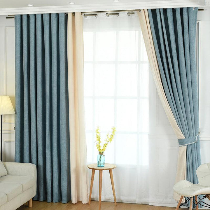 Factory direct stitching simple solid chenille curtain high shading curtain finished living room bedroom curtains - Mamofa Global Store