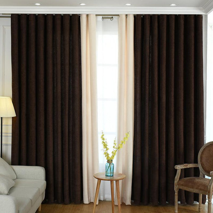 Factory direct stitching simple solid chenille curtain high shading curtain finished living room bedroom curtains - Mamofa Global Store