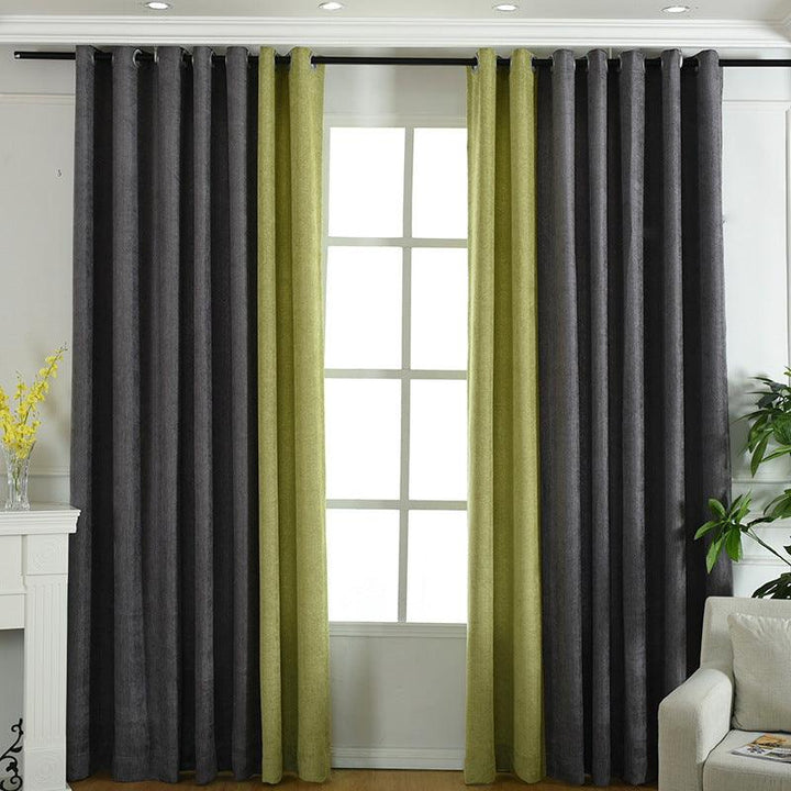 Factory direct stitching simple solid chenille curtain high shading curtain finished living room bedroom curtains - Mamofa Global Store