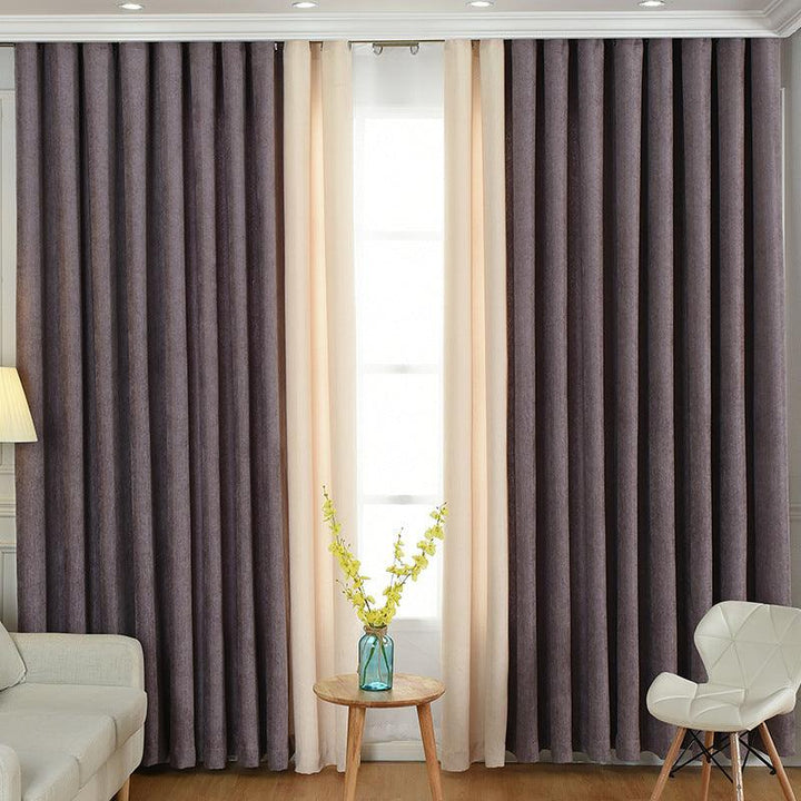 Factory direct stitching simple solid chenille curtain high shading curtain finished living room bedroom curtains - Mamofa Global Store