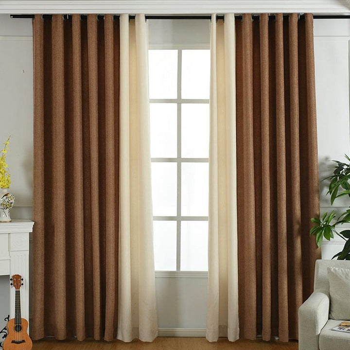 Factory direct stitching simple solid chenille curtain high shading curtain finished living room bedroom curtains - Mamofa Global Store