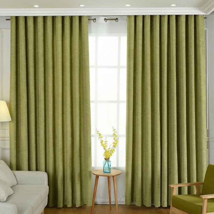 Factory direct stitching simple solid chenille curtain high shading curtain finished living room bedroom curtains - Mamofa Global Store