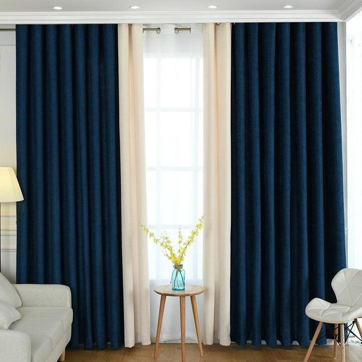 Factory direct stitching simple solid chenille curtain high shading curtain finished living room bedroom curtains - Mamofa Global Store