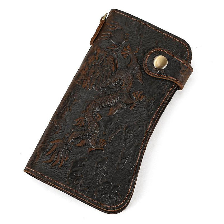 Men's Crazy Horse Leather Long Chain Anti-theft Wallet - Mamofa Global Store