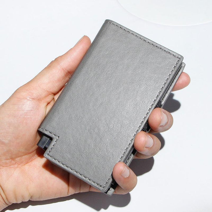 Oil Wax Coated Aluminum Alloy Automatic Pop-up Card Box, Multifunctional, Large Capacity Metal Wallet - Mamofa Global Store