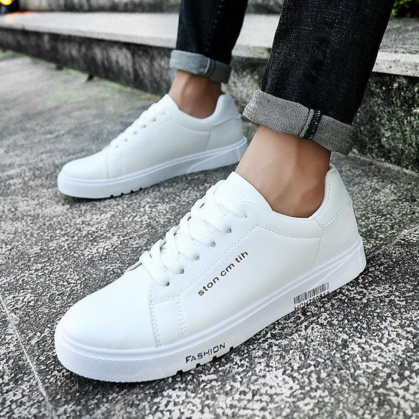 Men's Lace-Up Sneakers, Student Running Men's Shoes, Low-Top Breathable White Shoes - Mamofa Global Store