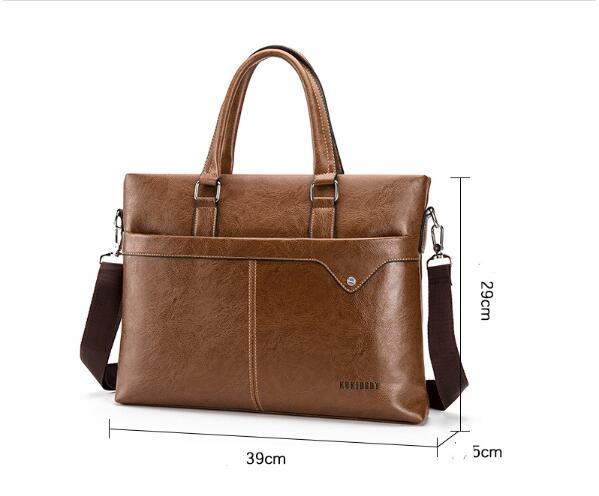 Men's Business Horizontal Leather Briefcase Handbag - Mamofa Global Store